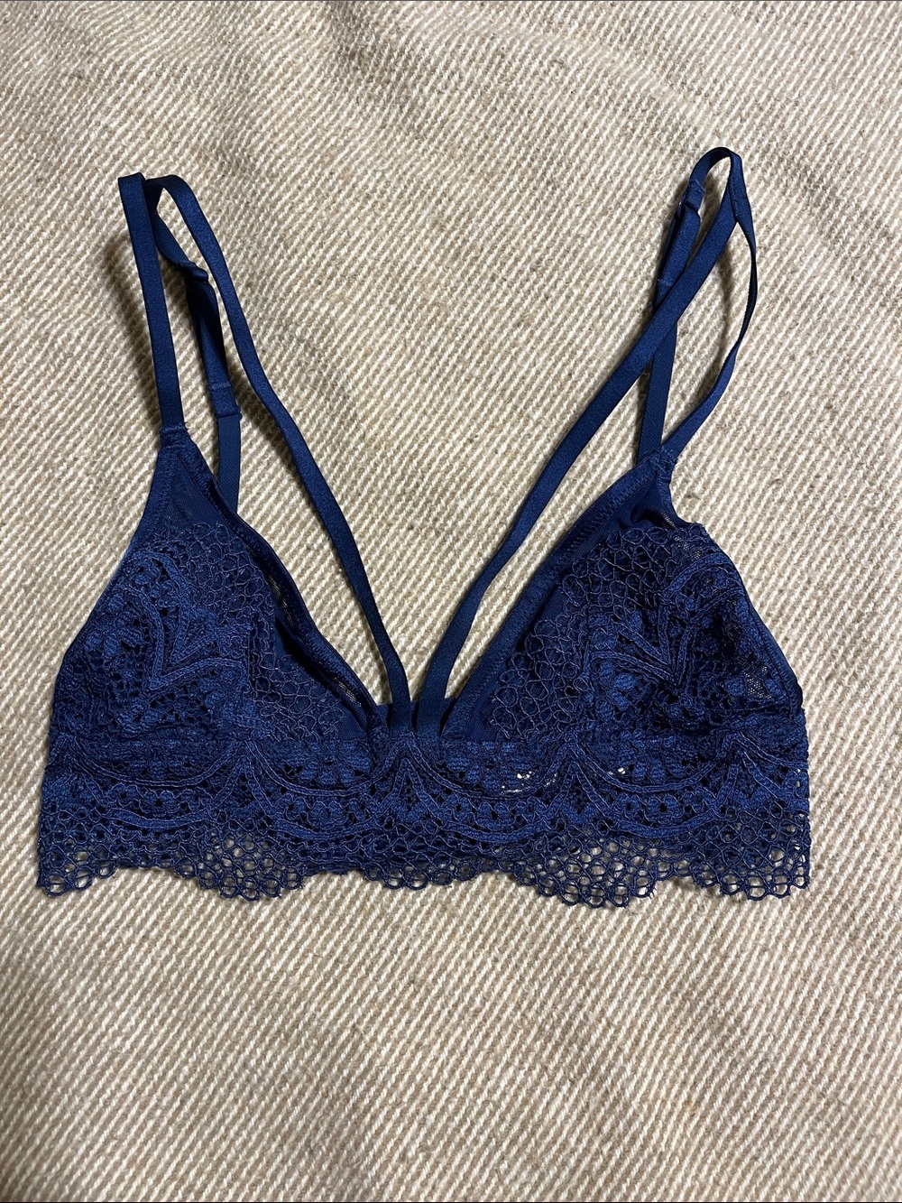 Victoria's Secret Deep Navy Lace Bralette with Double Straps